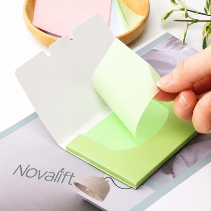 Novalift Organik Yağ Emici ve Parlama Önleyici Yüz Temizleme Kağıdı – 100 Adet