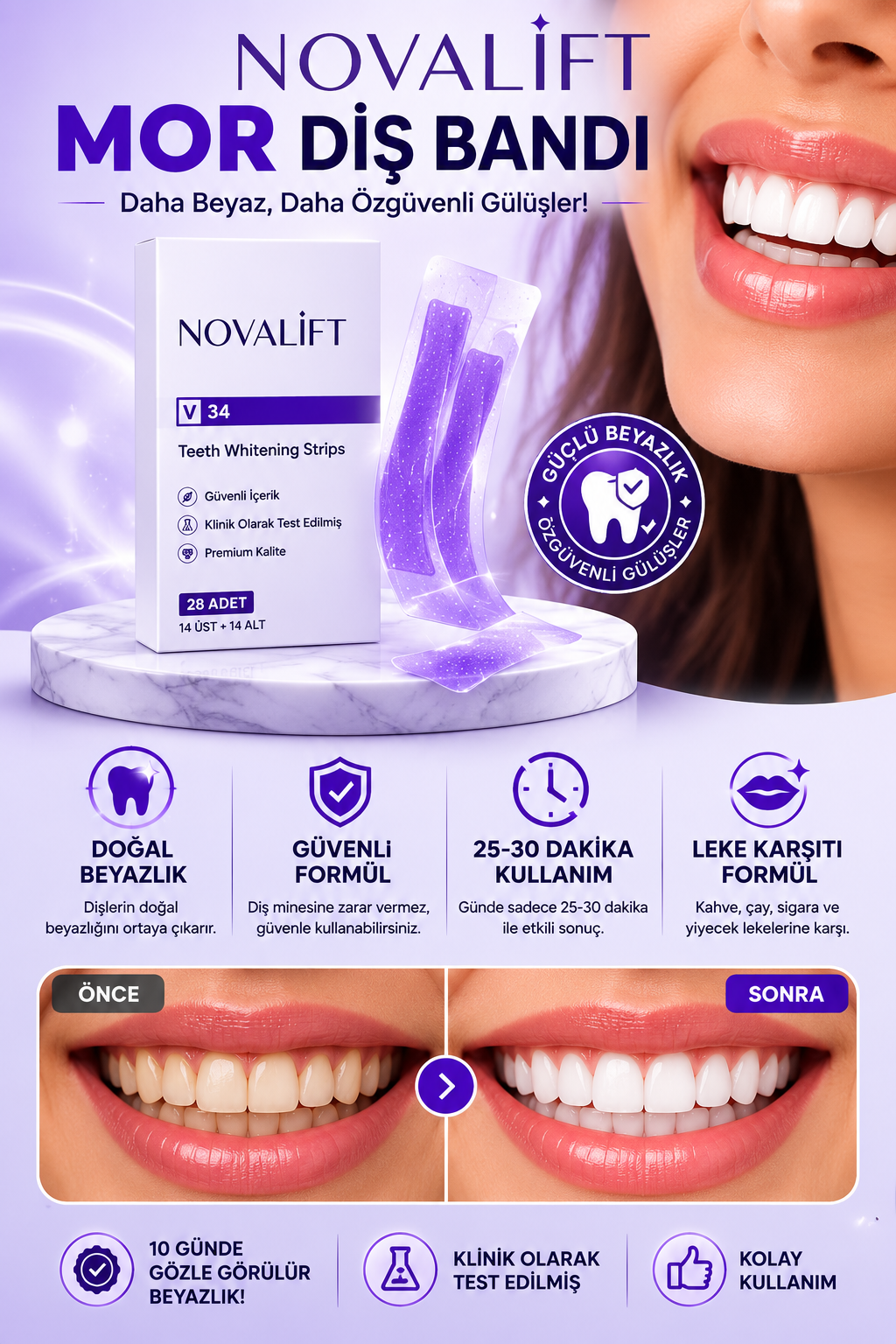 Novalift Premium Paketi 28x Şerit (Mor Diş Bandı)